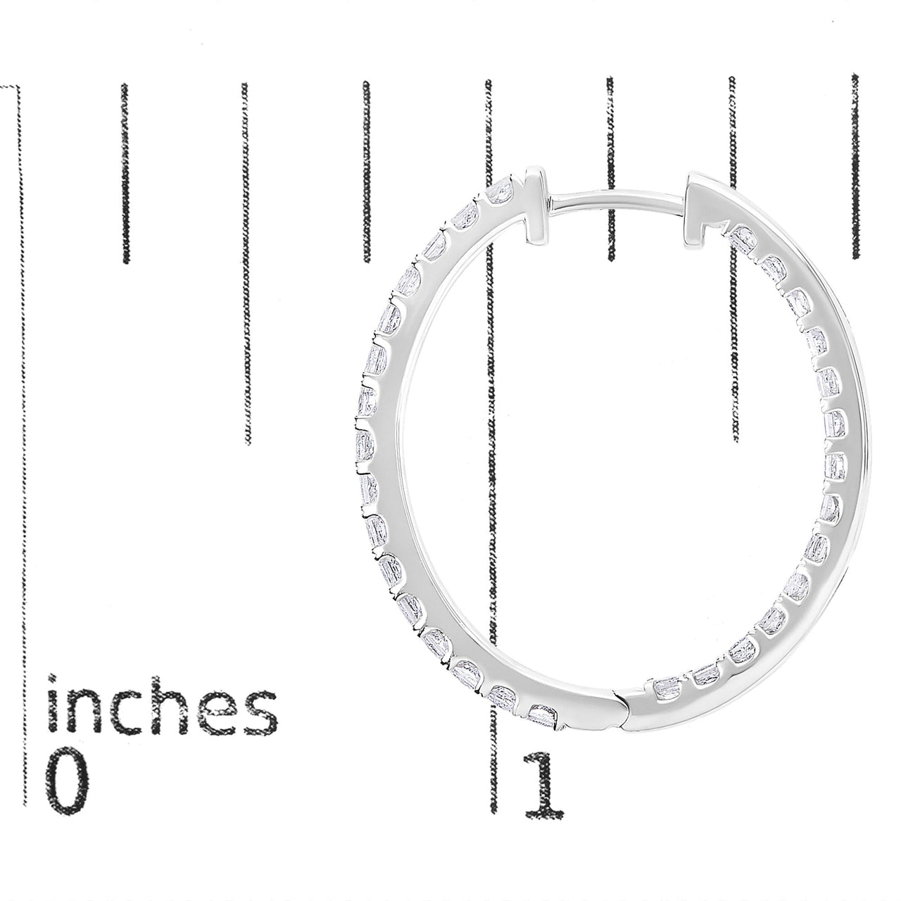 14K White Gold 3.00 Cttw Princess Diamond Inside Out Elongated Hoop Earrings - KIAHMILLA