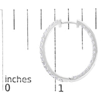 14K White Gold 3.00 Cttw Princess Diamond Inside Out Elongated Hoop Earrings - KIAHMILLA