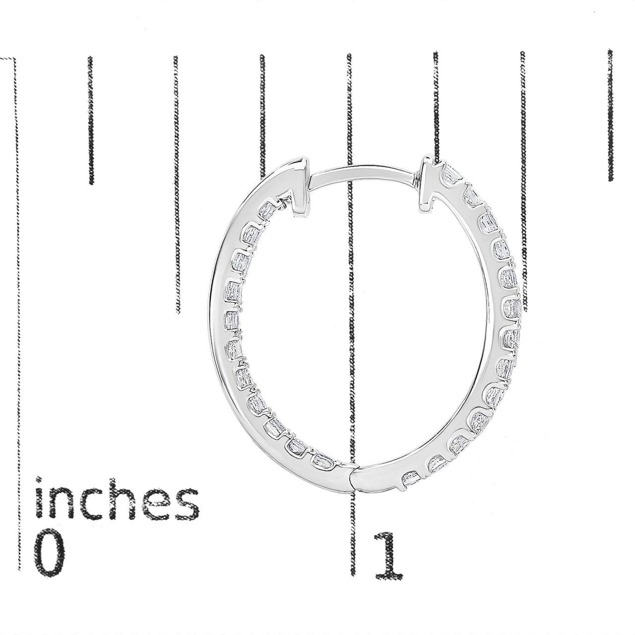 14K White Gold 3.00 Cttw Princess Diamond Inside Out Elongated Hoop Earrings - KIAHMILLA