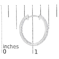 14K White Gold 3.00 Cttw Princess Diamond Inside Out Elongated Hoop Earrings - KIAHMILLA