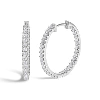 14K White Gold 3.00 Cttw Princess Diamond Inside Out Elongated Hoop Earrings - KIAHMILLA