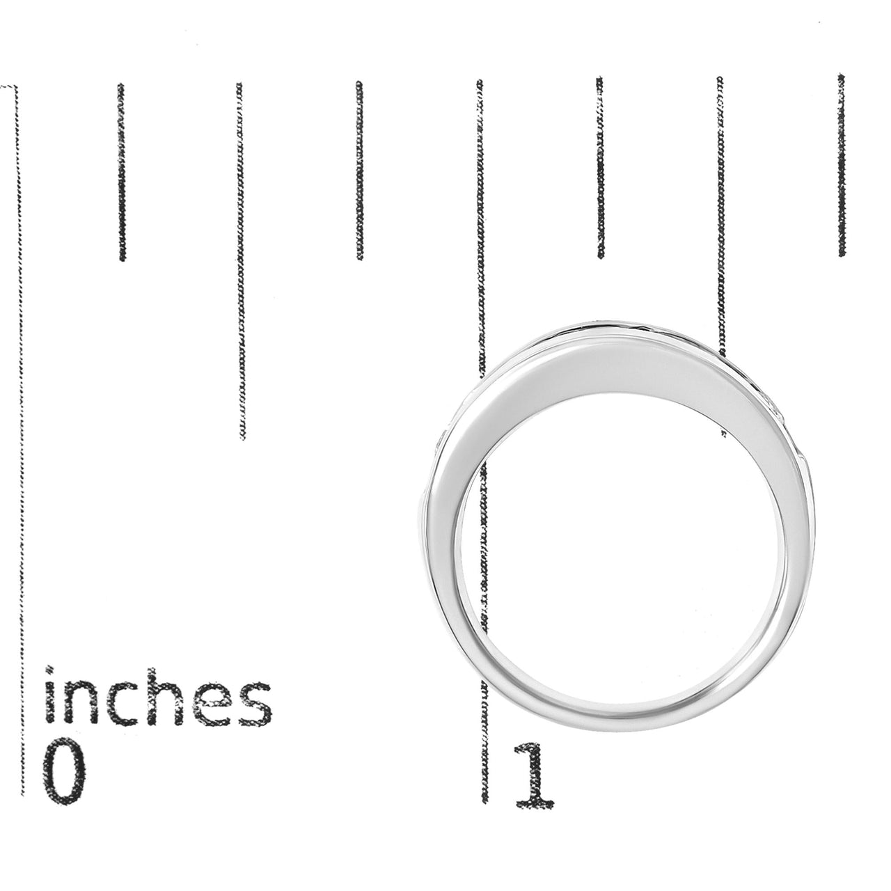 14K White Gold Alternating 1.0 Cttw Round and Baguette Diamond Channel Band Ring - KIAHMILLA