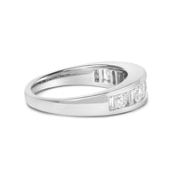 14K White Gold Alternating 1.0 Cttw Round and Baguette Diamond Channel Band Ring - KIAHMILLA