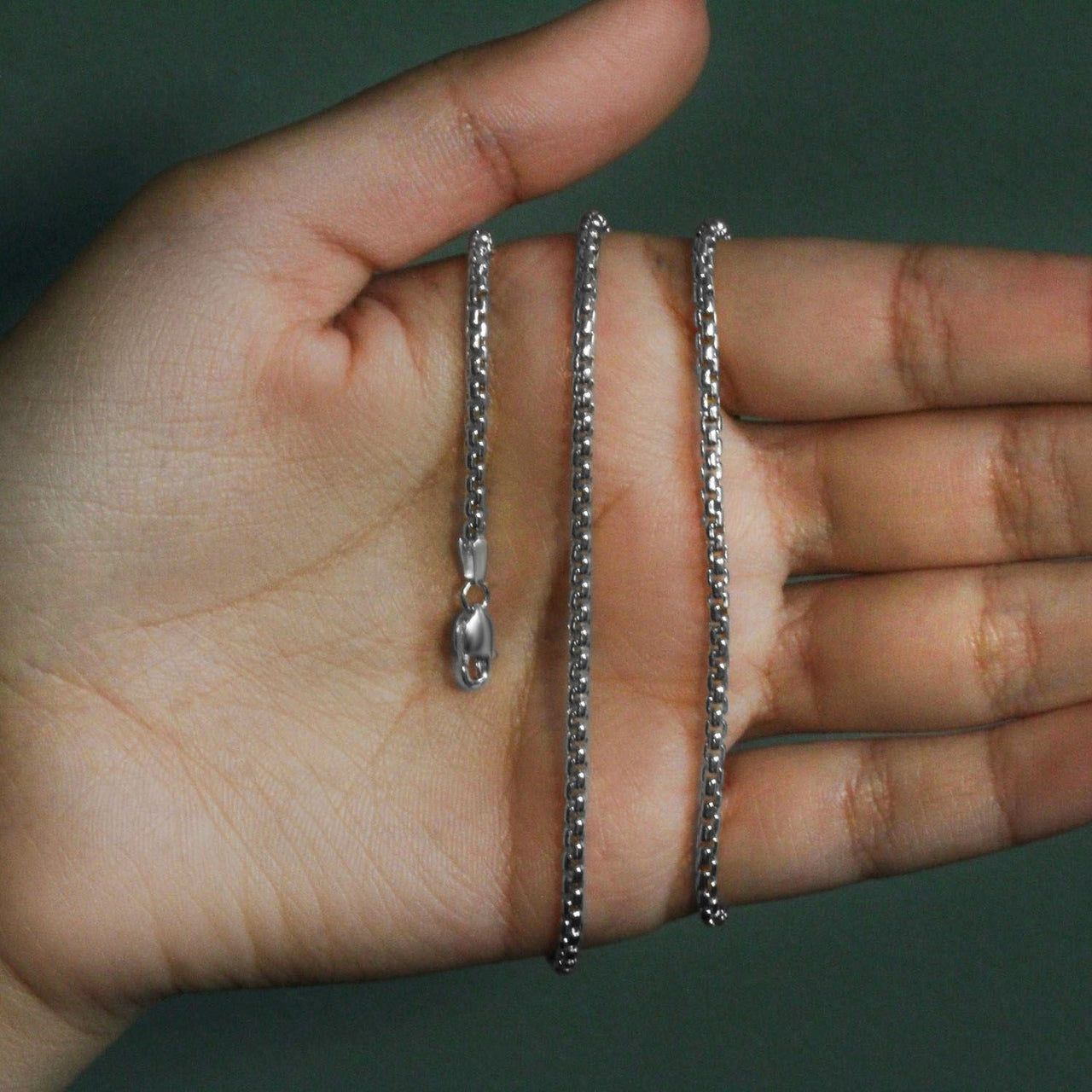 14k White Gold Solid Round Box Chain (2.5 mm) - KIAHMILLA