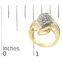 14K Yellow Gold 1-1/3 Cttw Round and Baguette Diamond Bypass Cocktail Ring - KIAHMILLA