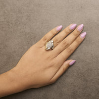 14K Yellow Gold 1-1/3 Cttw Round and Baguette Diamond Bypass Cocktail Ring - KIAHMILLA