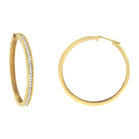 14K Yellow Gold 1.0 Cttw Round Brilliant Cut Diamond Channel Set Circle Hoop Earrings (I-J Color, I1-I2 Clarity) - KIAHMILLA