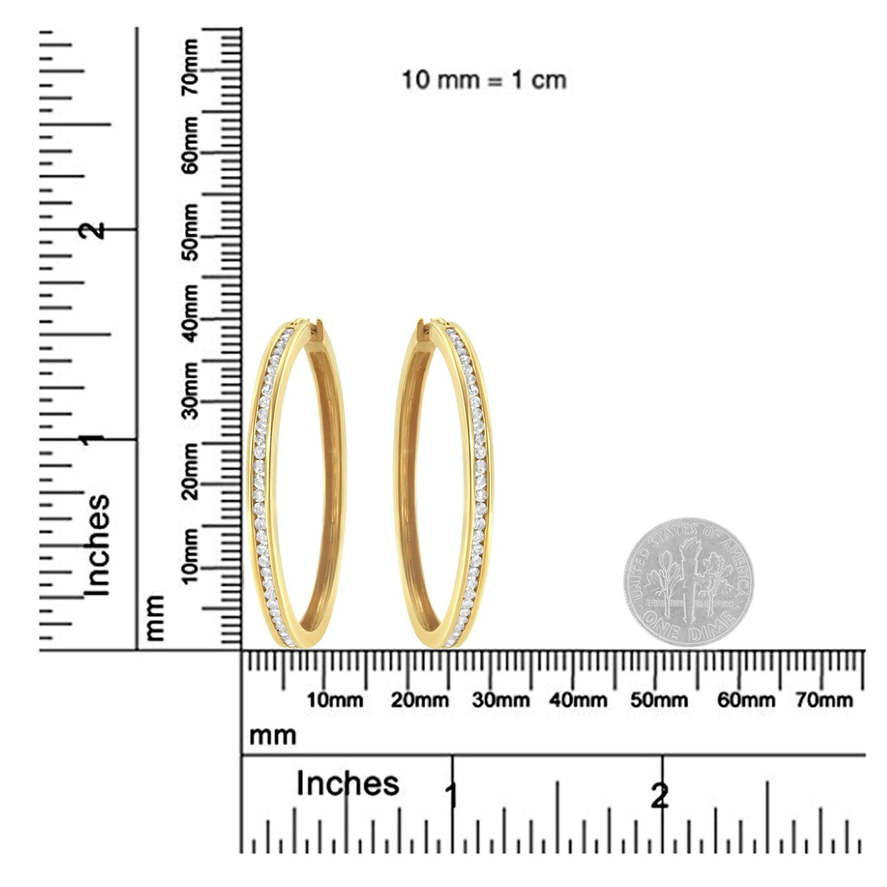 14K Yellow Gold 1.0 Cttw Round Brilliant Cut Diamond Channel Set Circle Hoop Earrings (I-J Color, I1-I2 Clarity) - KIAHMILLA