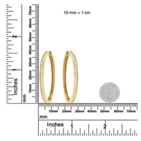 14K Yellow Gold 1.0 Cttw Round Brilliant Cut Diamond Channel Set Circle Hoop Earrings (I-J Color, I1-I2 Clarity) - KIAHMILLA
