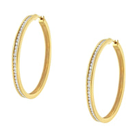 14K Yellow Gold 1.0 Cttw Round Brilliant Cut Diamond Channel Set Circle Hoop Earrings (I-J Color, I1-I2 Clarity) - KIAHMILLA