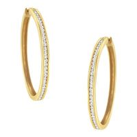 14K Yellow Gold 1.0 Cttw Round Brilliant Cut Diamond Channel Set Circle Hoop Earrings (I-J Color, I1-I2 Clarity) - KIAHMILLA
