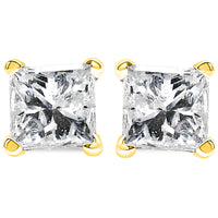 14K Yellow Gold 1/3 Cttw Princess-Cut Square Near Colorless Diamond Classic 4-Prong Solitaire Stud Earrings (J-K Color, I1-I2 Clarity) - KIAHMILLA