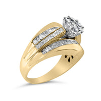 14K Yellow Gold 2-1/3 Cttw Diamond Cluster Channel Set Chevron Shaped Band Engagement Ring & Wedding Band Set (H-I Color, SI1-SI2 Clarity) - KIAHMILLA