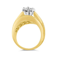 14K Yellow Gold 2-1/3 Cttw Diamond Cluster Channel Set Chevron Shaped Band Engagement Ring & Wedding Band Set (H-I Color, SI1-SI2 Clarity) - KIAHMILLA