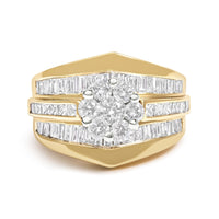 14K Yellow Gold 2-1/3 Cttw Diamond Cluster Channel Set Chevron Shaped Band Engagement Ring & Wedding Band Set (H-I Color, SI1-SI2 Clarity) - KIAHMILLA