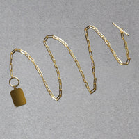 14k Yellow Gold Paperclip Chain Necklace with Rounded Rectangle Pendant - KIAHMILLA