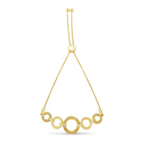 14K Yellow Gold Plated .925 Sterling Silver 1/10 Cttw Diamond Infinity Loop Adjustable Bolo Tennis Bracelet - KIAHMILLA