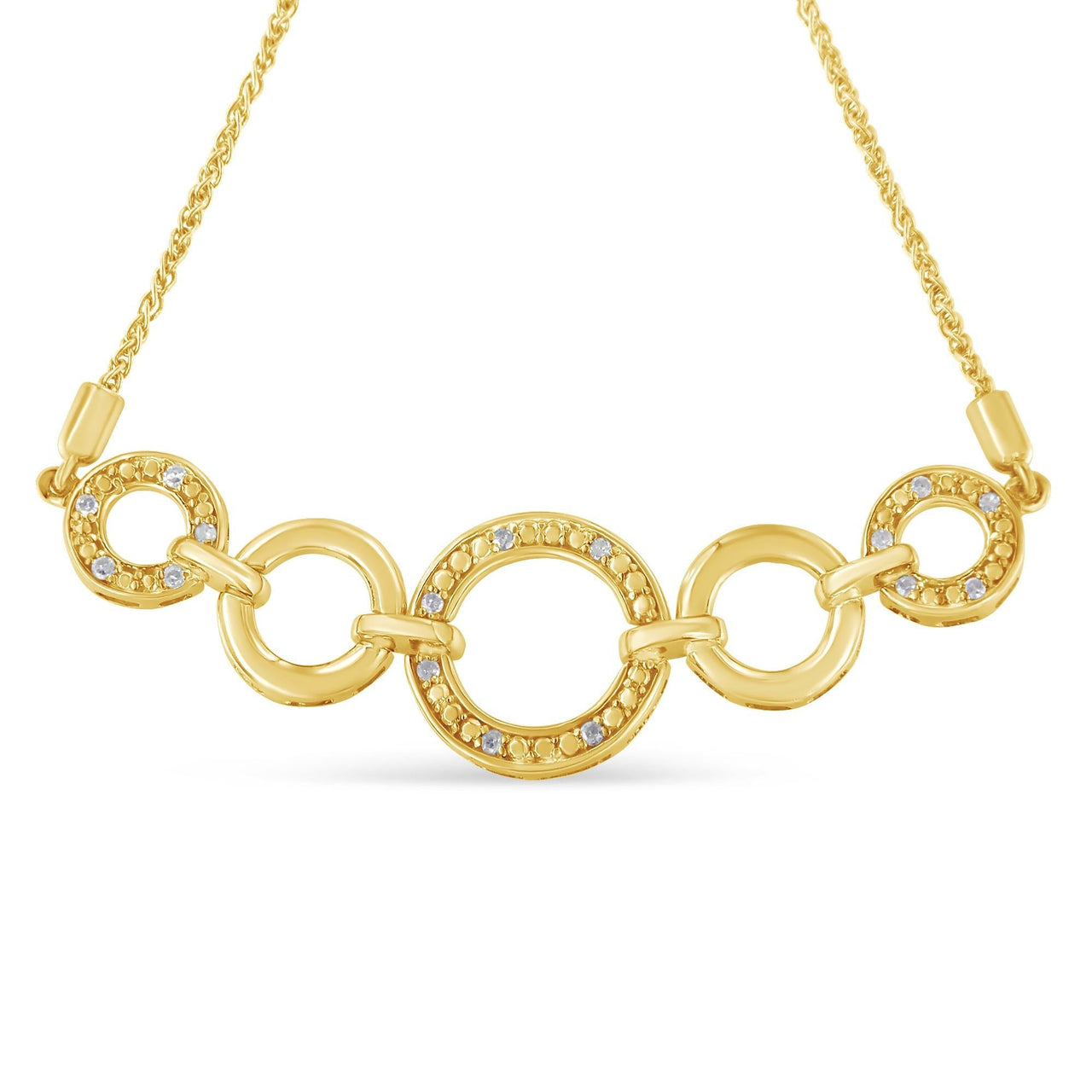 14K Yellow Gold Plated .925 Sterling Silver 1/10 Cttw Diamond Infinity Loop Adjustable Bolo Tennis Bracelet - KIAHMILLA