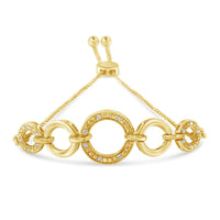 14K Yellow Gold Plated .925 Sterling Silver 1/10 Cttw Diamond Infinity Loop Adjustable Bolo Tennis Bracelet - KIAHMILLA