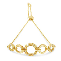 14K Yellow Gold Plated .925 Sterling Silver 1/10 Cttw Diamond Infinity Loop Adjustable Bolo Tennis Bracelet - KIAHMILLA