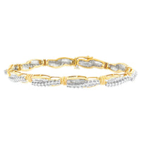 14K Yellow Gold Round and Baguette Cut Winding Love Diamond Bracelet (3.00 cttw, H-I Color, SI1-SI2 Clarity) - KIAHMILLA