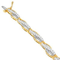 14K Yellow Gold Round and Baguette Cut Winding Love Diamond Bracelet (3.00 cttw, H-I Color, SI1-SI2 Clarity) - KIAHMILLA