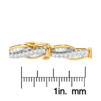 14K Yellow Gold Round and Baguette Cut Winding Love Diamond Bracelet (3.00 cttw, H-I Color, SI1-SI2 Clarity) - KIAHMILLA