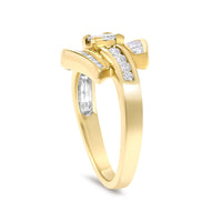 14K Yellow Gold 1.0 Cttw Princess Diamond Geometric Cocktail Ring