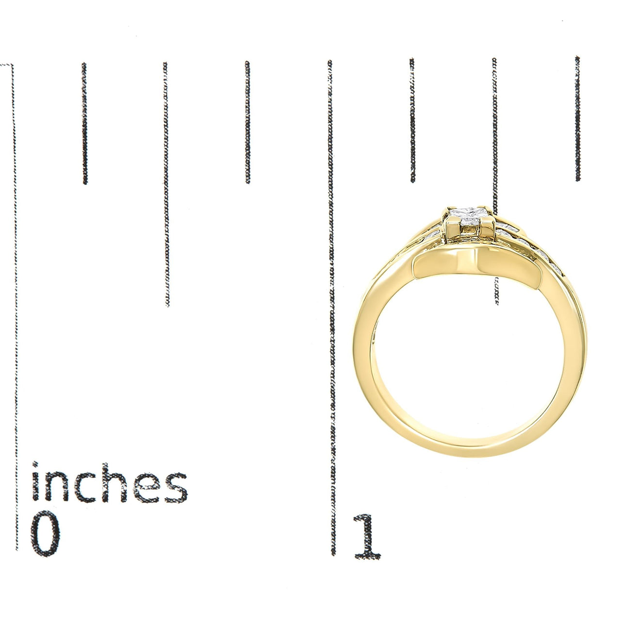 14K Yellow Gold 1.0 Cttw Princess Diamond Geometric Cocktail Ring