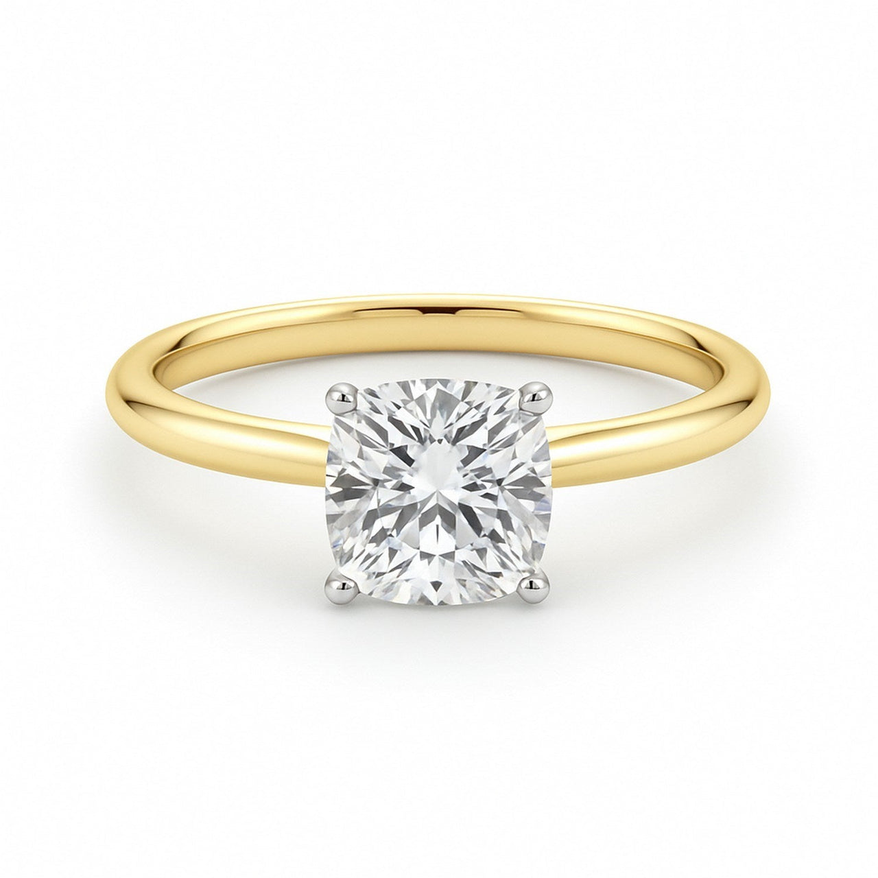 1.50Ct Cushion Lab Grown IGI G/VS1 Diamond Ring in 10K Yellow Gold - KIAHMILLA