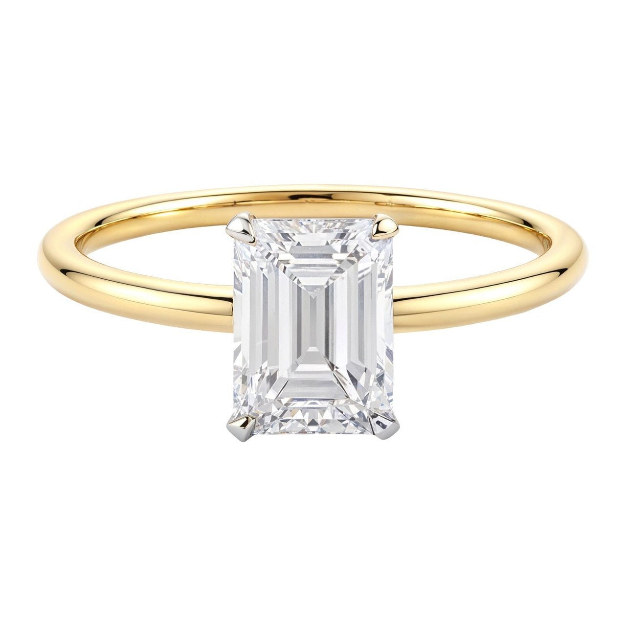 1.50Ct Emerald Lab Grown IGI G/VS1 Diamond Ring in 10K Yellow Gold - KIAHMILLA