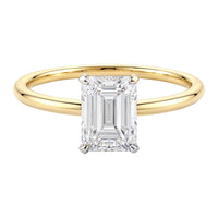1.50Ct Emerald Lab Grown IGI G/VS1 Diamond Ring in 14K Yellow Gold - KIAHMILLA
