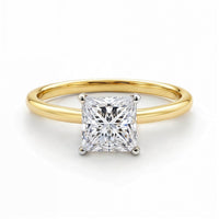 1.50Ct Princess Lab Grown IGI G/VS1 Diamond Ring in 14K Yellow Gold - KIAHMILLA