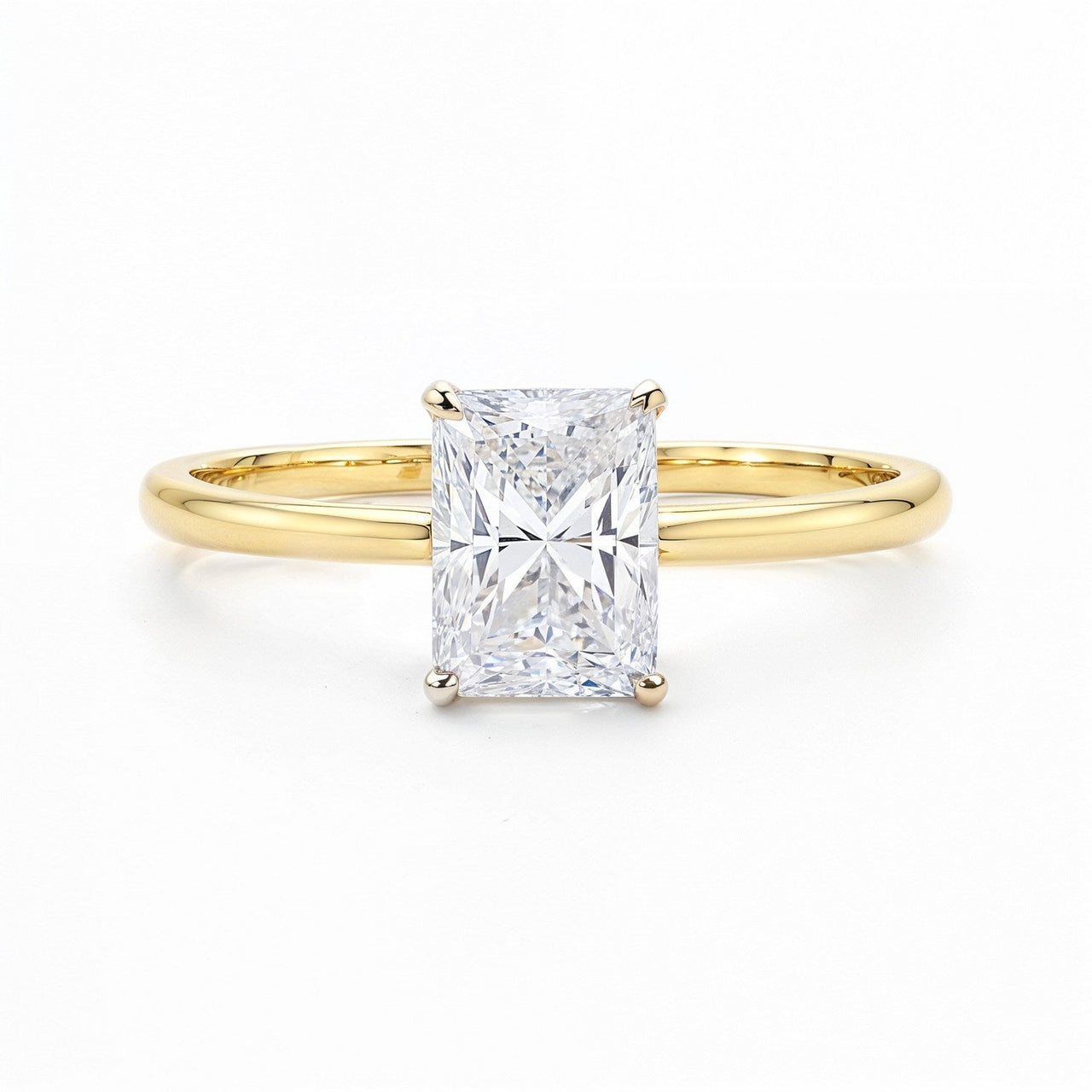 1.50Ct Radiant Lab Grown IGI G/VS1 Diamond Ring in 14K Yellow Gold - KIAHMILLA