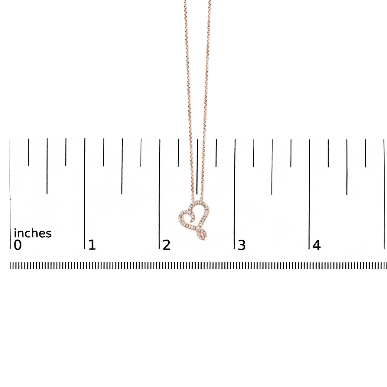 14k Rose Gold Plated Silver 1/10 Cttw Diamond Open Heart Pendant Necklace
