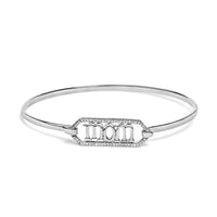 .925 Sterling Silver 1/5 Cttw Diamond Mom Bangle Bracelet