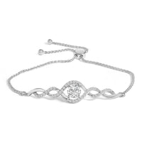 .925 Sterling Silver Created White Sapphire Knotted Twist Bolo Bracelet