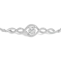 .925 Sterling Silver Created White Sapphire Knotted Twist Bolo Bracelet