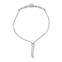 .925 Sterling Silver Created White Sapphire Knotted Twist Bolo Bracelet