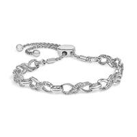 .925 Sterling Silver 1/2 Cttw Diamond Infinity Link Bolo Bracelet