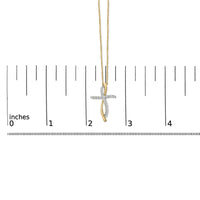 14K Yellow Gold Plated Sterling Silver 1/4 Cttw Diamond Cross Pendant Necklace