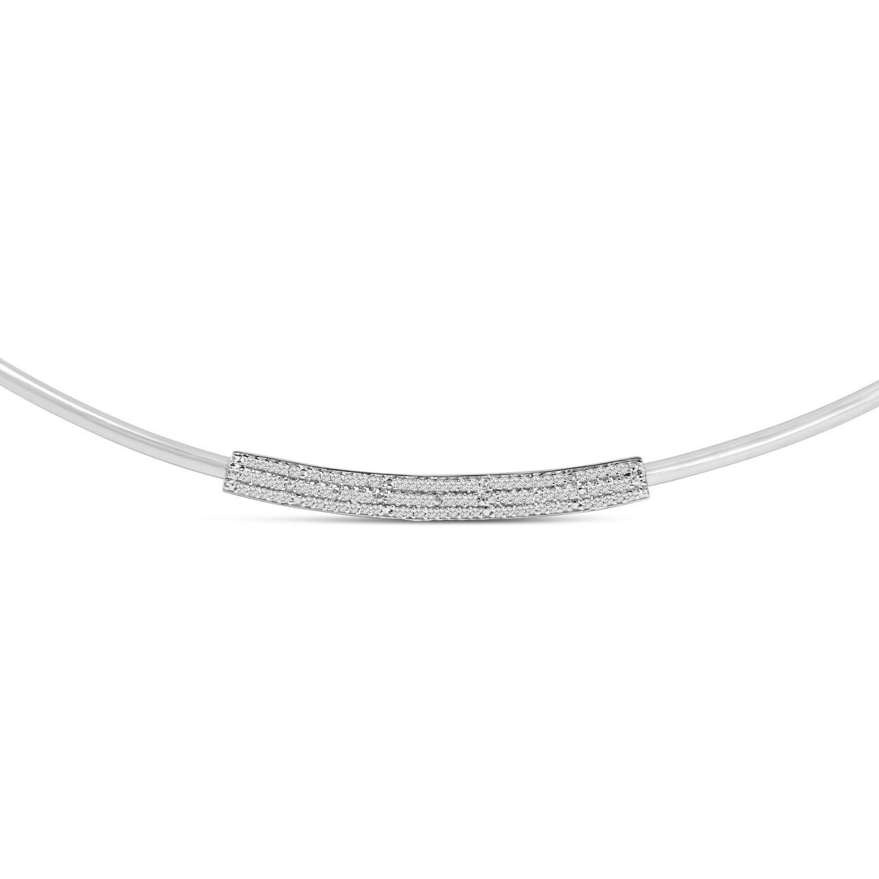 .925 Sterling Silver 1/5 Cttw Diamond Curved Bar Diamond Necklace