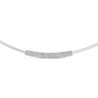.925 Sterling Silver 1/5 Cttw Diamond Curved Bar Diamond Necklace
