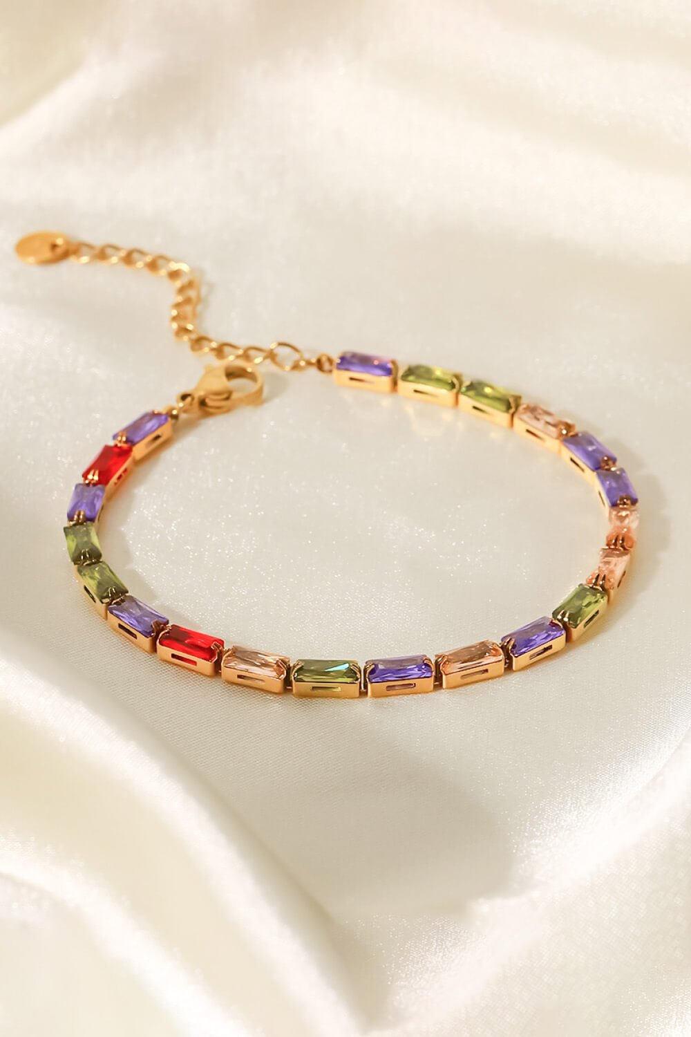 18K Gold Plated Multicolored Cubic Zirconia Bracelet - Coolpeacock