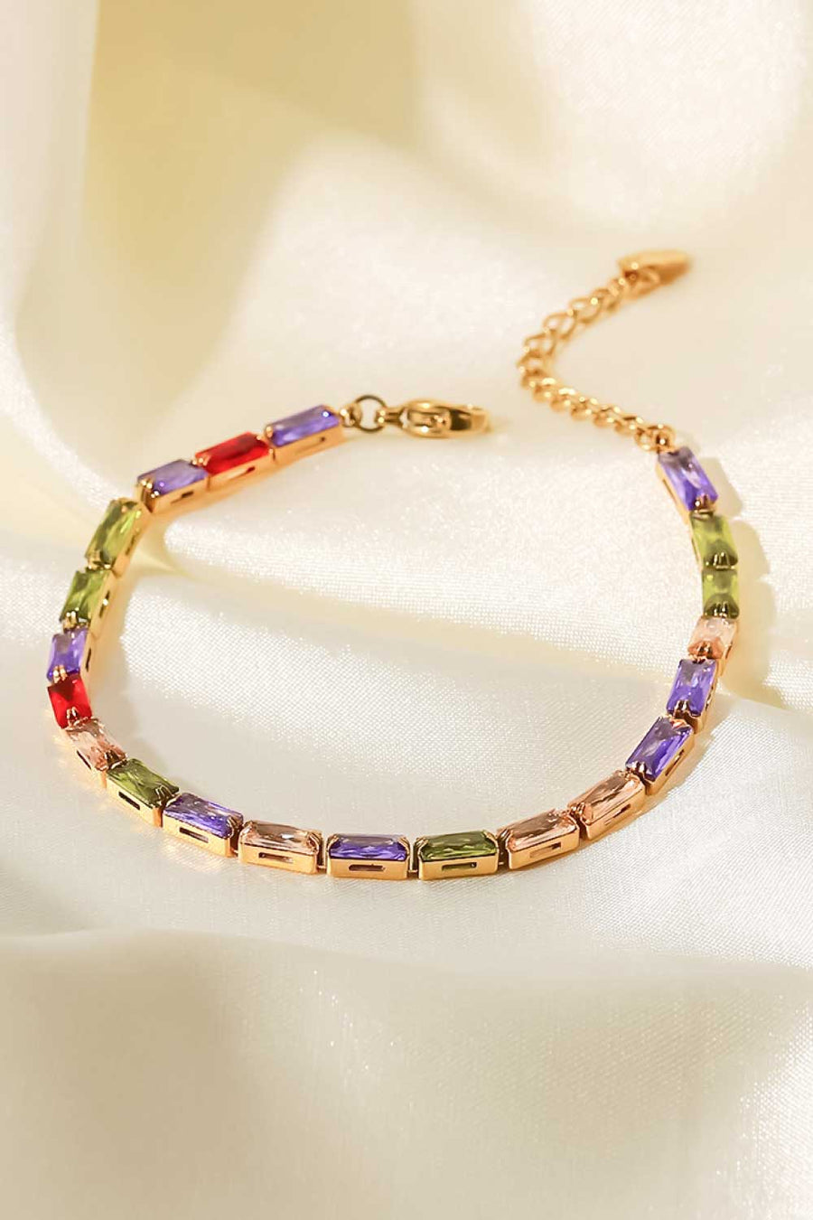 18K Gold Plated Multicolored Cubic Zirconia Bracelet - Coolpeacock