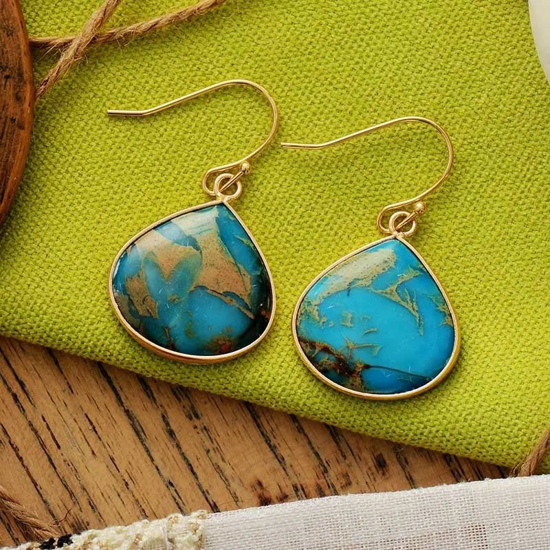 18K Gold - Plated Natural Stone Earrings - Coolpeacock