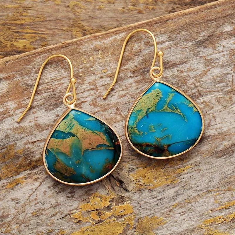 18K Gold - Plated Natural Stone Earrings - Coolpeacock