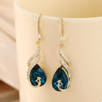 18K Gold - Plated Peacock Teardrop Earrings - Coolpeacock