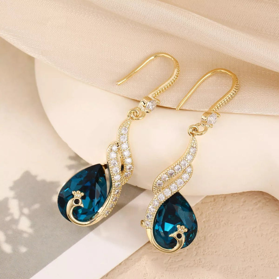 18K Gold - Plated Peacock Teardrop Earrings - Coolpeacock