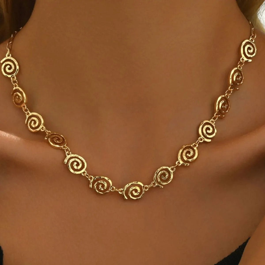 18K Gold - Plated Spiral Neclace and Bracelet Jewelry Set - Coolpeacock